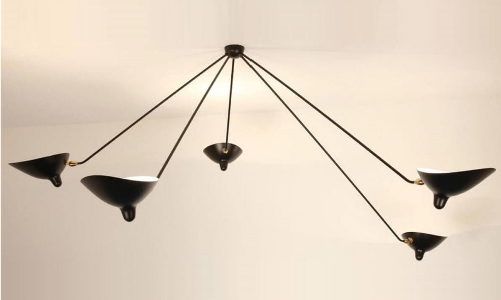 Ceiling Lamp "Spider" 5 Still Angled Arms