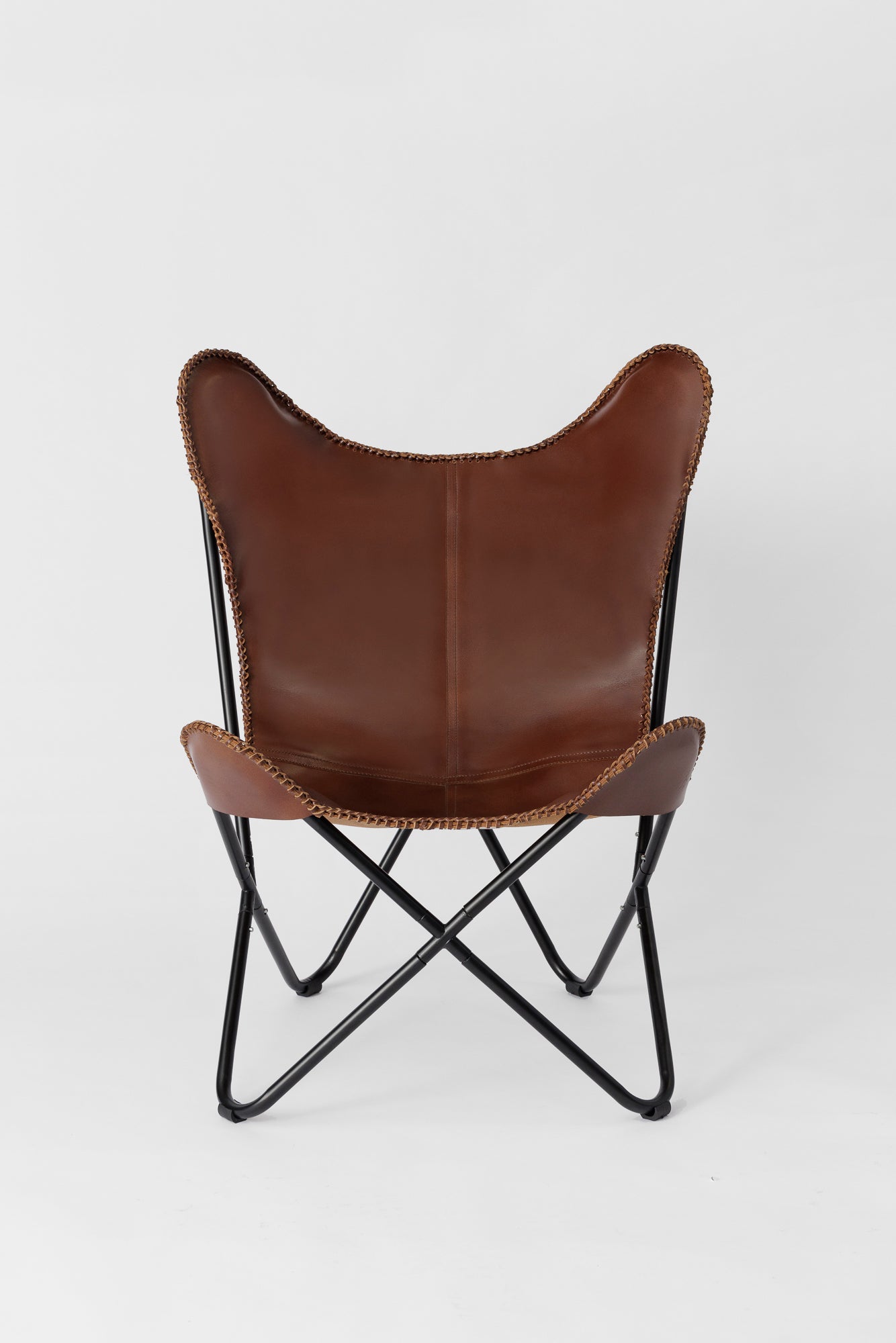 Lena Chair- Brown Leather - Butterfly Chair