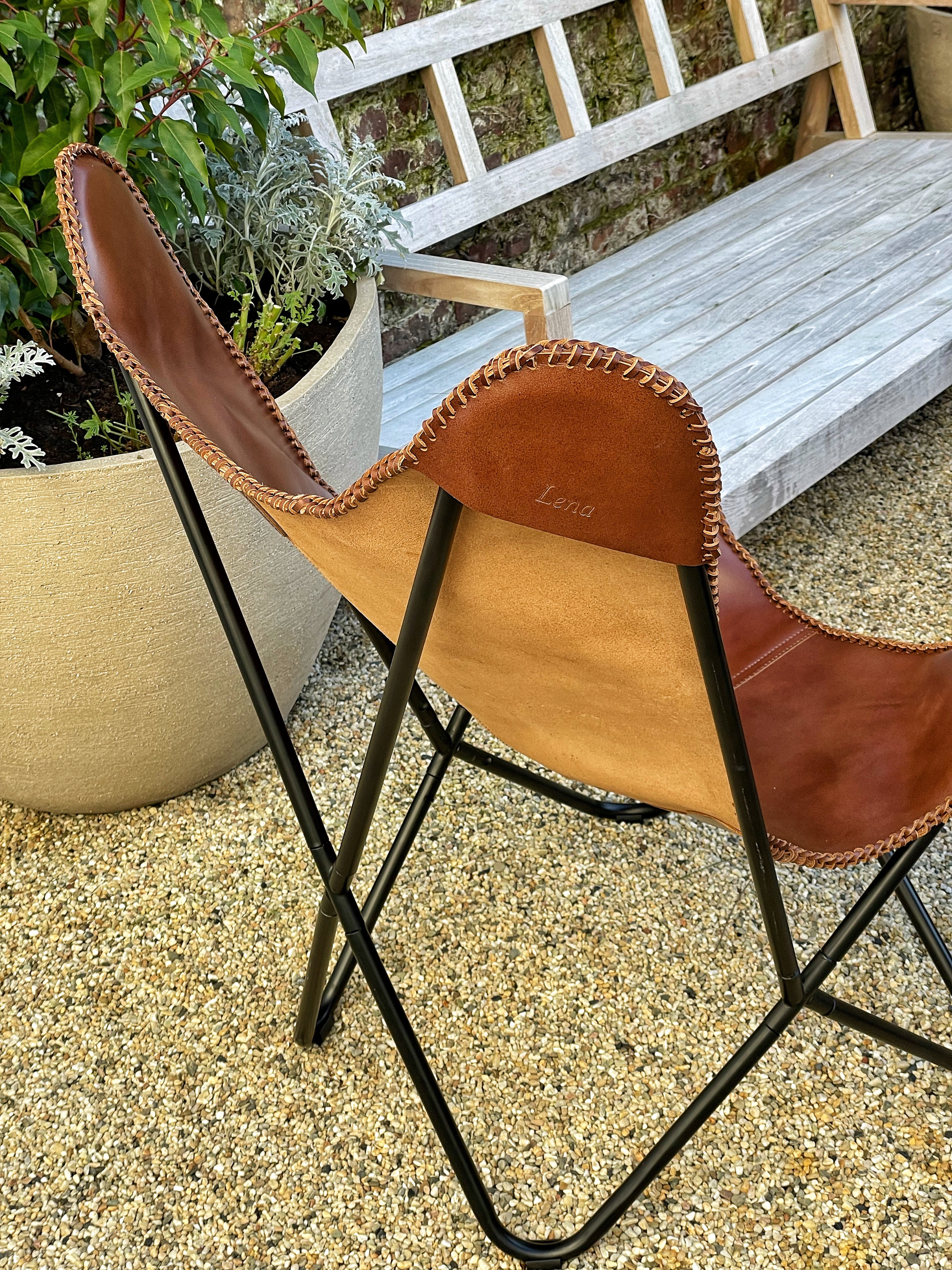 Lena Chair- Brown Leather - Butterfly Chair