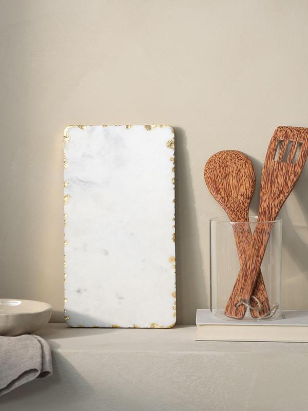 Serving Plate White Marble / Gold Foil
